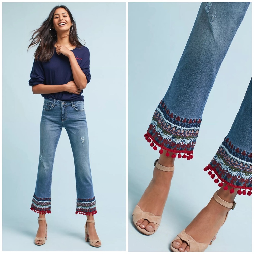 Pilcro and the Letterpress Mid-Rise Bootcut Cropped Jeans